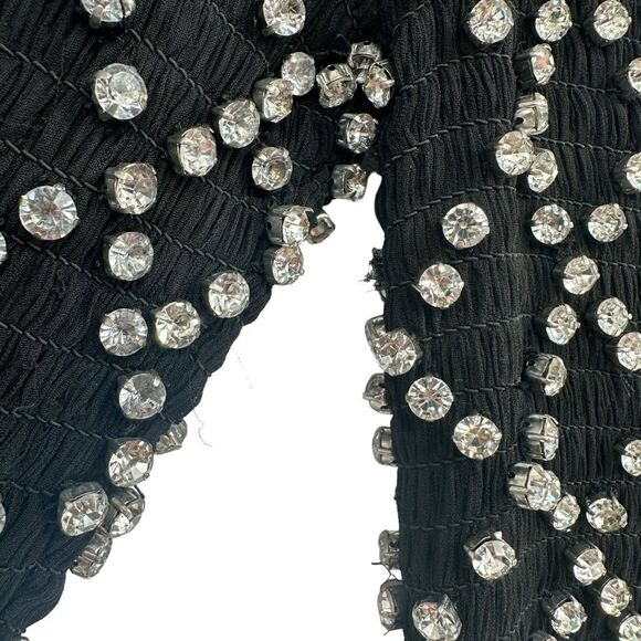Retrofete Harlowe Crystal Embellished Jeweled Black Mini Party Dress Size Medium - Picture 11 of 11